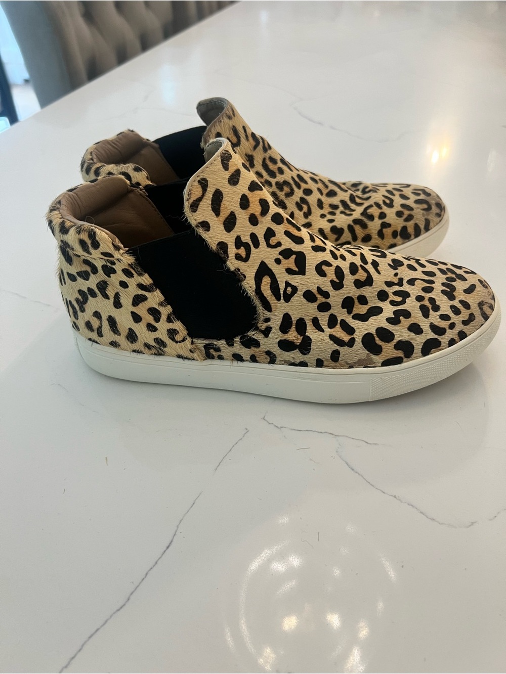 Steve Madden Leopard Print Slip-On Ankle Sneakers - Tan, Black